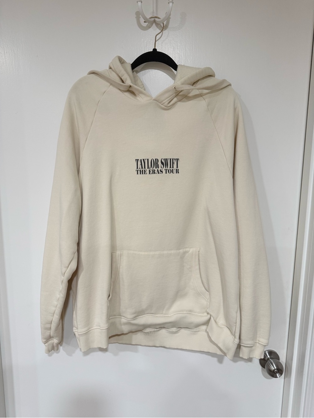 Taylor Swift Cream Hoodie with Subtle Black Logo